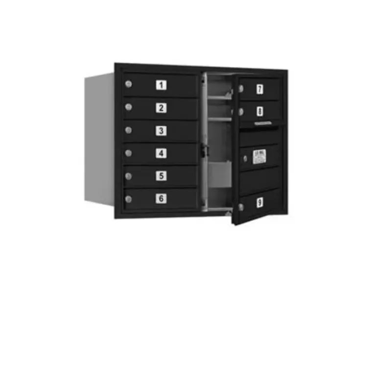 Mailboxes 3706D-09BFP Salsbury 6 Door High Recessed Mounted 4C Horizontal Mailbox with 9 Doors in Black with Private Bccess - Front Loading - One-stop shop for professional tools and equipment.