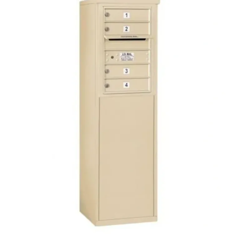 Mailboxes 3906S-04SFU Salsbury 6 Door High Free-Standing 4C Horizontal Mailbox with 4 Doors in Sandstone with USPS Sccess - One-stop shop for professional tools and equipment.