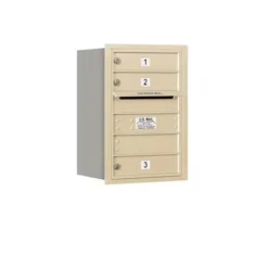 Mailboxes 3706S-04SRU Salsbury 6 Door High Recessed Mounted 4C Horizontal Mailbox with 4 Doors in Sandstone with USPS Sccess - Rear Loading - One-stop shop for professional tools and equipment.