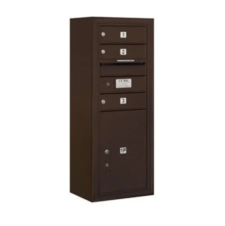 Mailboxes 3810S-04ZFP Salsbury 10 Door High Surface Mounted 4C Horizontal Mailbox with 4 Doors and 1 Parcel Locker in Bronze with Private Zccess - One-stop shop for professional tools and equipment.