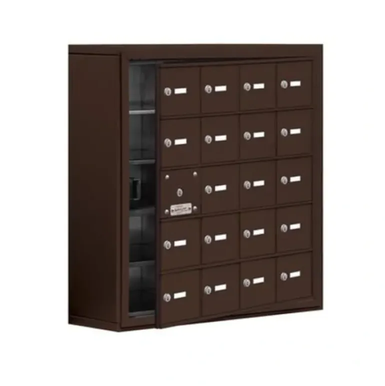 Mailboxes 19158-20ZSK Salsbury Surface Mounted Cell Phone Locker with 20 Z Doors (19 usable) in Bronze - Keyed Locks - One-stop shop for professional tools and equipment.