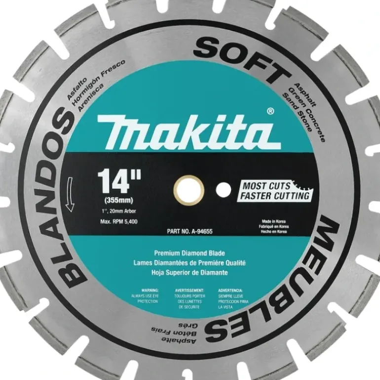 Makita A-94655 14& Diamond Blade, Segmented, Soft Material - One-stop shop for professional tools and equipment.
