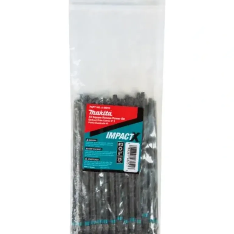 Makita A-99219 ImpactX, #3 Square Recess 6³ Power Bit, 25/pk, Bulk - One-stop shop for professional tools and equipment.