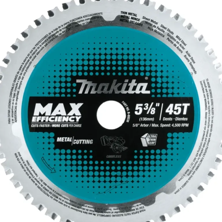 Makita B-69238 5‘3/8& 45T Carbide‘Tipped Max Efficiency Saw Blade, Ferrous Metal‘Thin Gauge - One-stop shop for professional tools and equipment.
