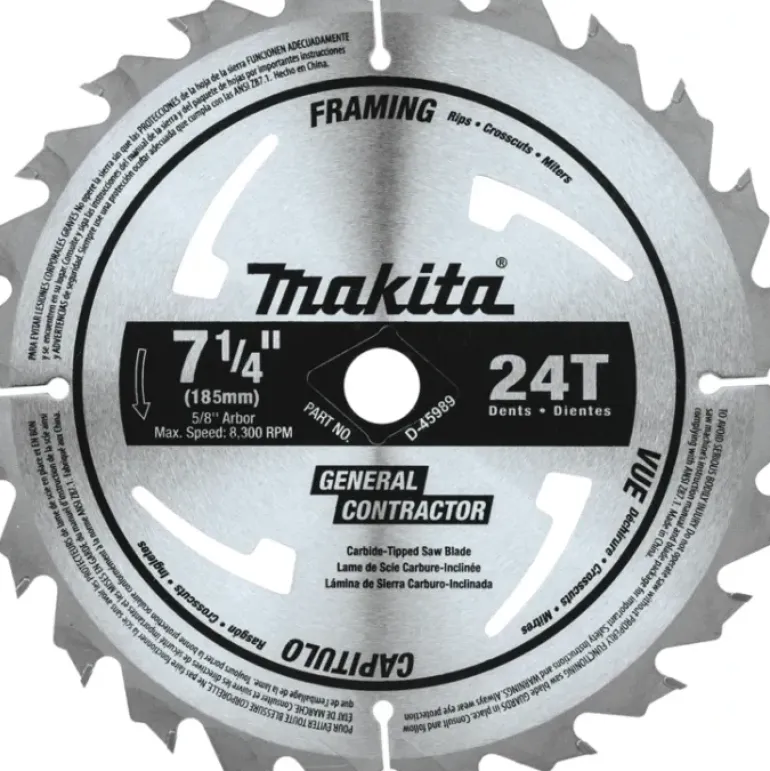 Makita D-45989 7‘1/4& 24T Carbide‘Tipped Circular Saw Blade, Framing/General Purpose - One-stop shop for professional tools and equipment.