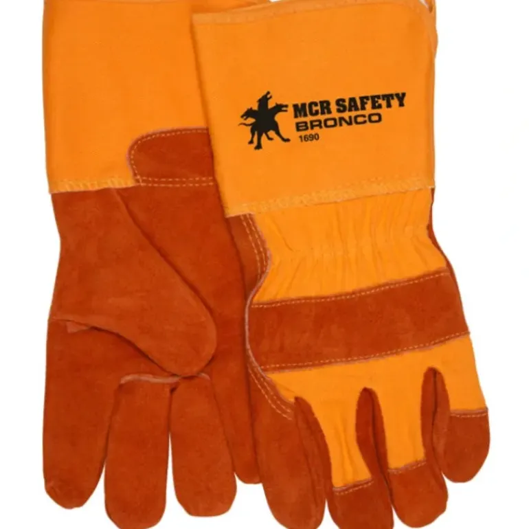MCR Safety 1690 Bronco® A Select Side Split Leather Leather Palm Work Gloves 4.5 Inch Rubberized Gauntlet Cuff (1 DZ) - One-stop shop for professional tools and equipment.