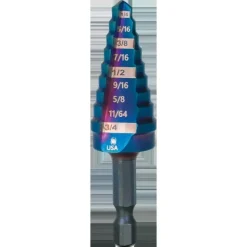 Spyder 19022 Mach-Blue 1/4-in 12-Step Drill Bit (3/16-in to 7/8-in) - One-stop shop for professional tools and equipment.