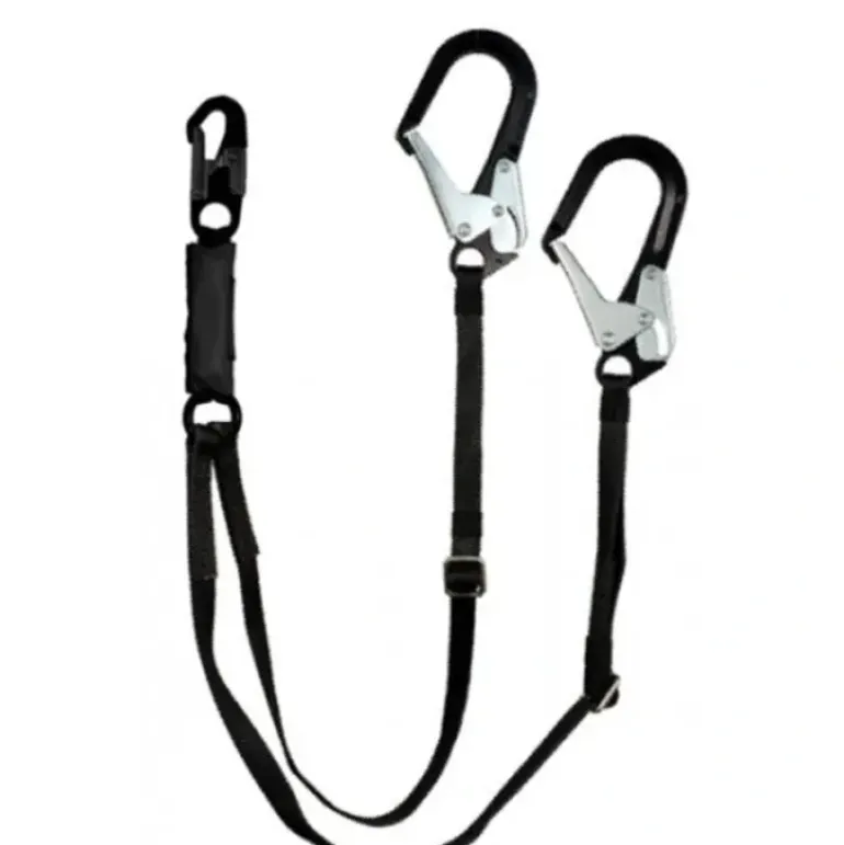 Yates Gear 876-12B Adjustable Dual Leg 6-12 Ft. Free Fall Lanyard - 2 1/2& Aluminum Ladder Hook (Black) - One-stop shop for professional tools and equipment.